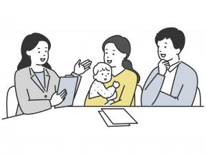 相談する家族のイラスト