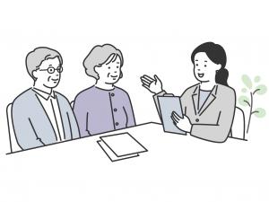 相談する夫婦のイラスト