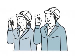 作業着の男女のイラスト