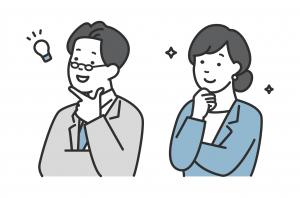 考えている男女のイラスト