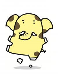 ジャンプして楽しんでいるゾウキリンのイラスト