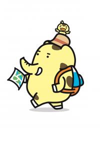 探検するゾウキリンのイラスト