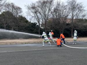 放水による火炎（標的）消火