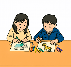 ゾウキリンぬりえ巾着